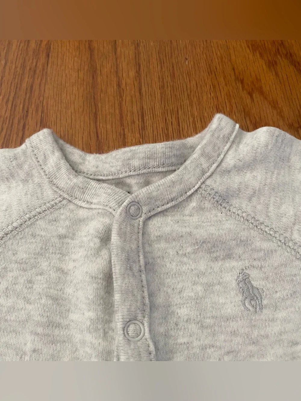 Ralph Lauren Navy & Light Gray Baby Footed One-Piece Set
